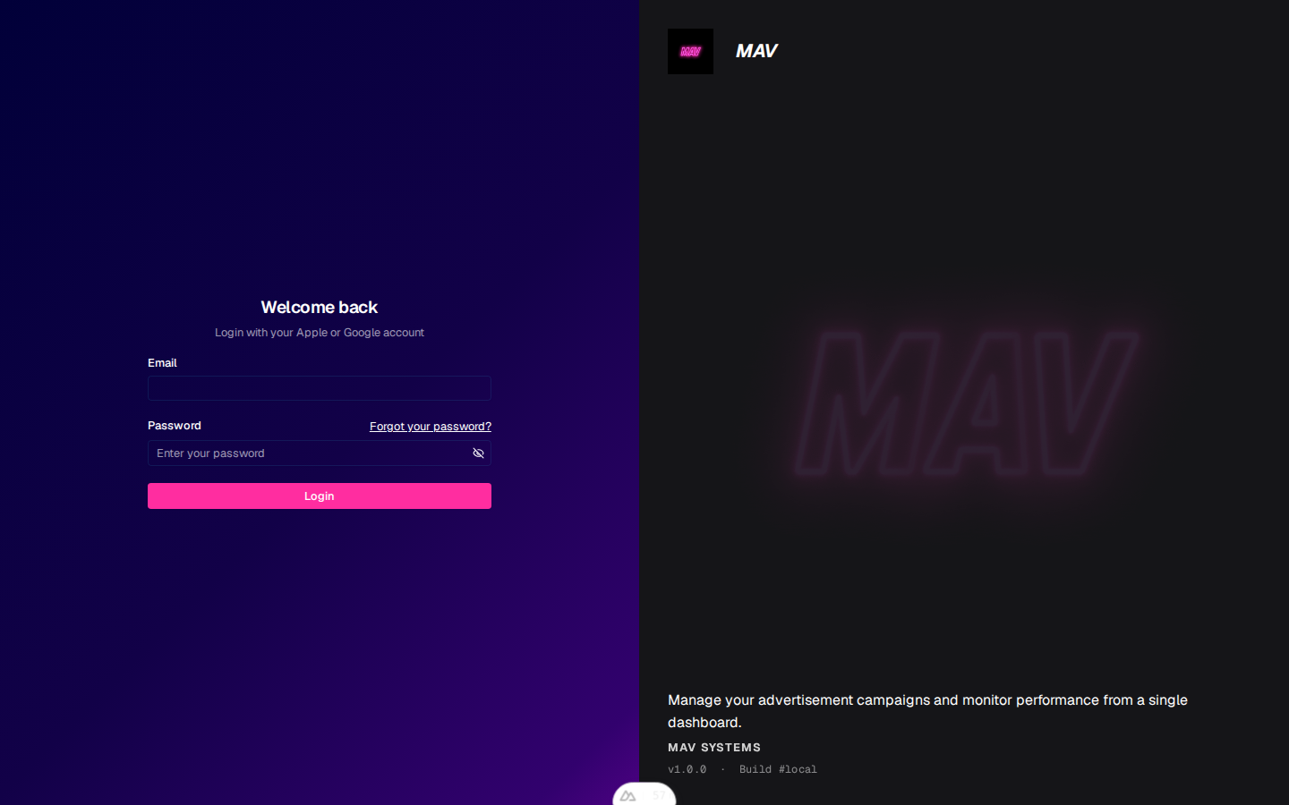 login page